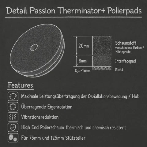 Detail Passion Therminator+ Polishing Pad Medium Orange 125mm Ø130/140mm