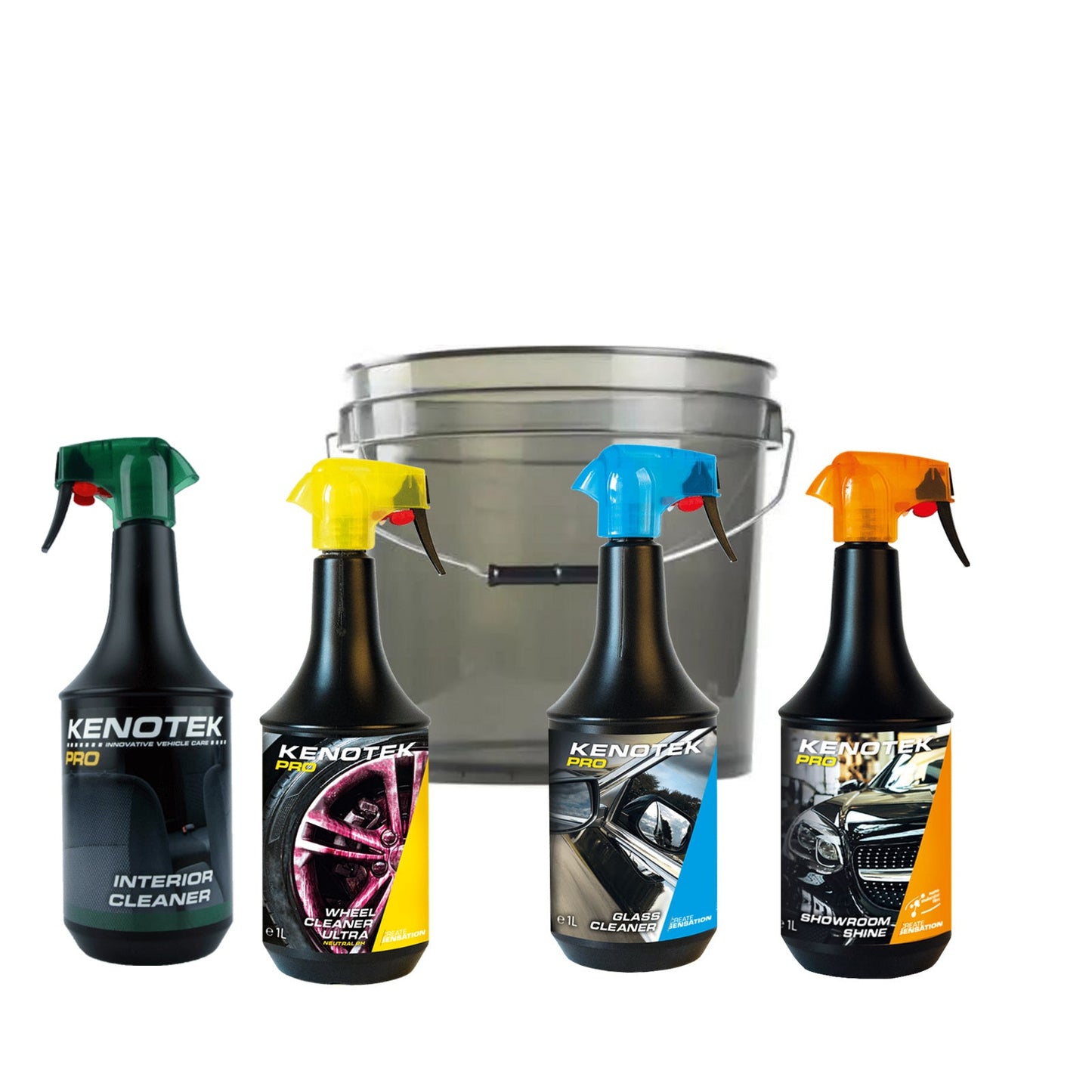 Kenotek Spring Clean Bundle met vier grote 1 liter flessen en De Detailshop 3.5 GAL bucket
