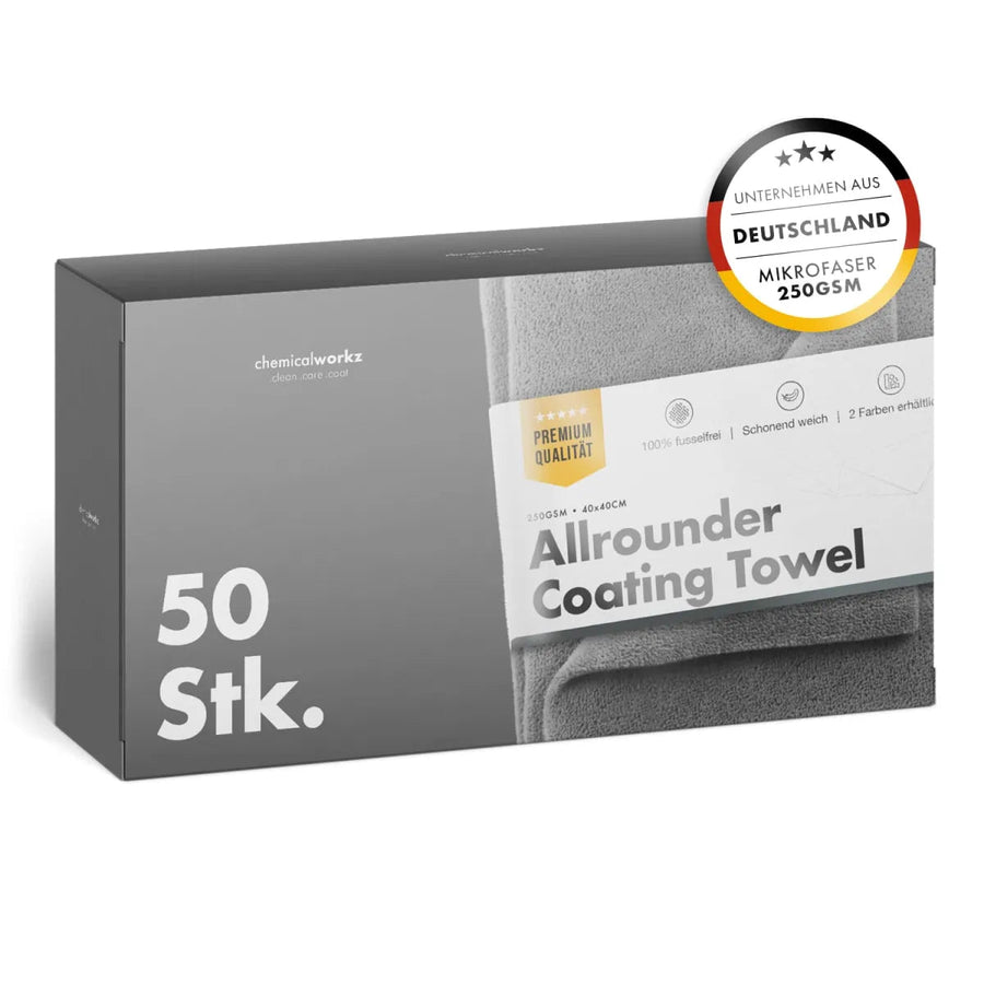 Chemicalworkz® Allrounder Coating Towel 250gsm Grijs 50 stuks - De Detailshop