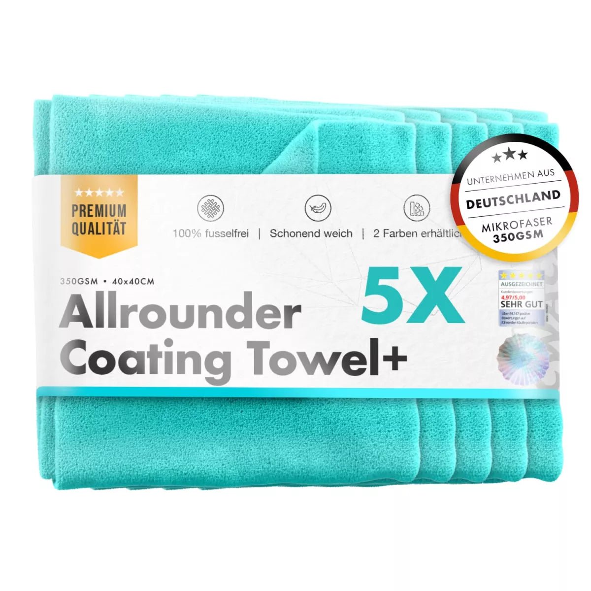 ChemicalWorkz® Allrounder Coating Towel 350 gsm 5-pack voor lakbescherming