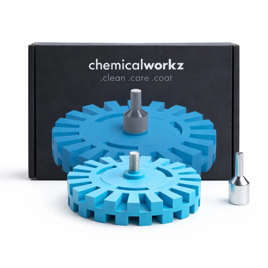 chemicalworkz caramelschijf 100 mm met adapter voor folie en lijmresten
