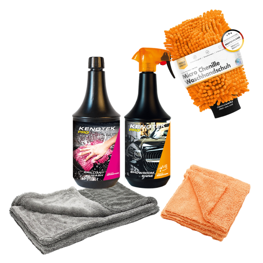Kenotek wasbundel met autoshampoo, quick detailer, washandschoen en microvezeldoeken