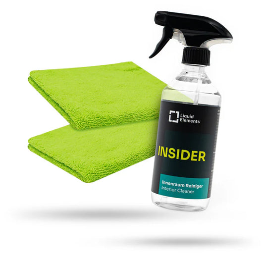 Liquid Elements interieurreinigingsset met reiniger, doek, borstel en applicator