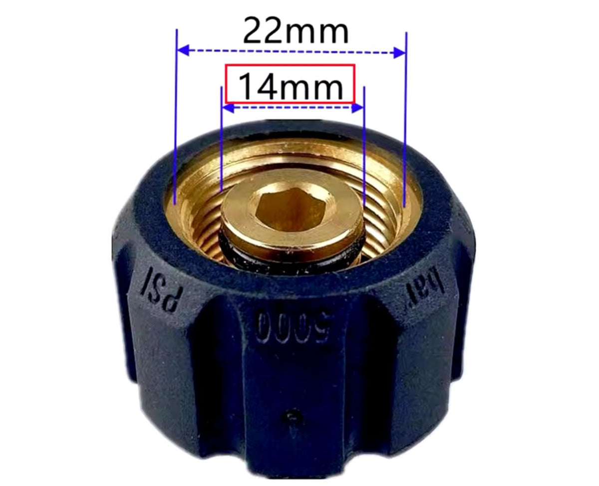 M22-Drehkupplung auf 1/4″ Quick-Connect-Stecknippel - De Detailshop