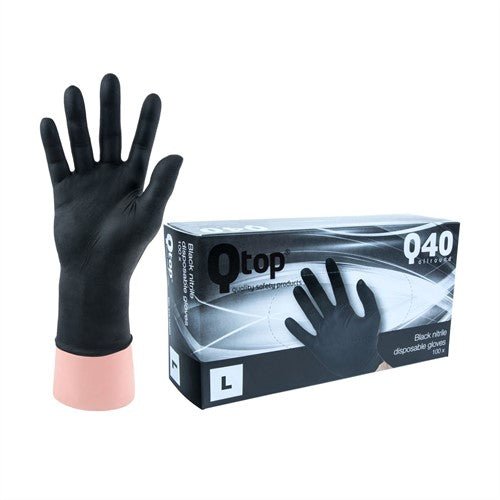 Qtop Q40 Zwarte Nitrile Handschoenen 100 stuks - De Detailshop