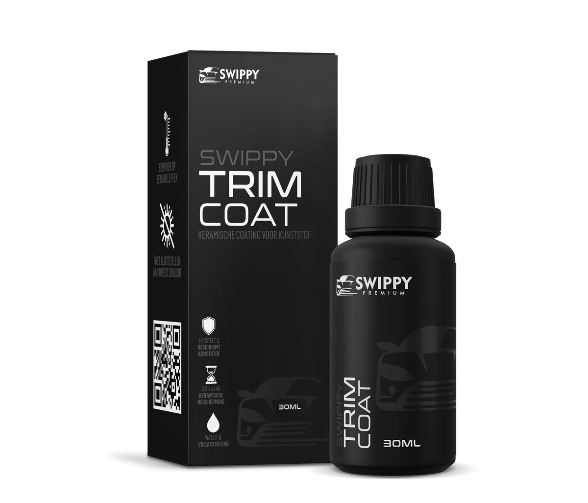 Verpakking van Swippy Trim Coat 30 ml voor kunststof en trim
